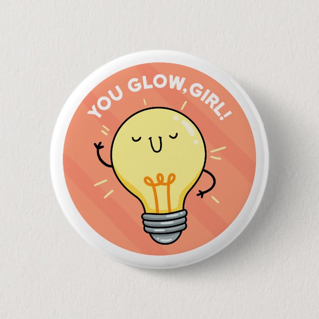 Du glow Girl Electric Pun Button Pin Knapp (Framsida)