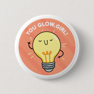 Du glow Girl Electric Pun Button Pin Knapp