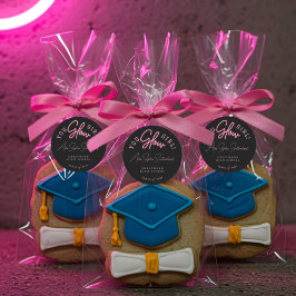 Du glow Girl Grad Rosa Neon Script Studenten Runt Klistermärke