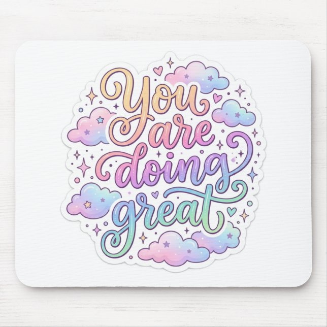 Du Gör Det Bra Motivational Pastell Typografi Musmatta (Framsidan)
