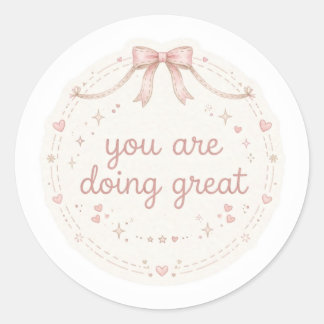 Du Gör Det Bra Rosa Band Sticker Runt Klistermärke