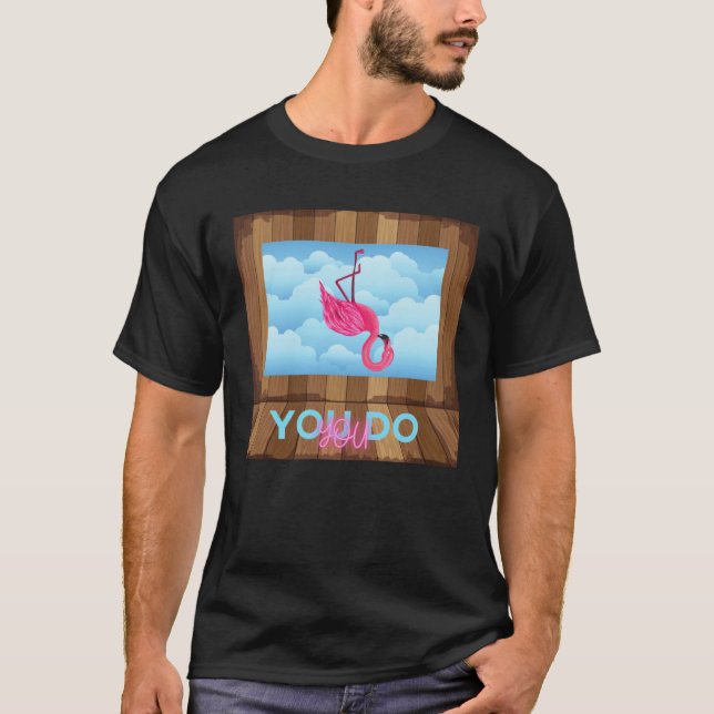 Du gör Du Upp och Ner Flamingo T Shirt (Framsida)