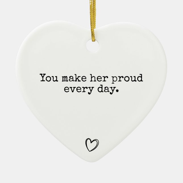Du gör henne stolt varje dag. julgransprydnad keramik (Framsidan)
