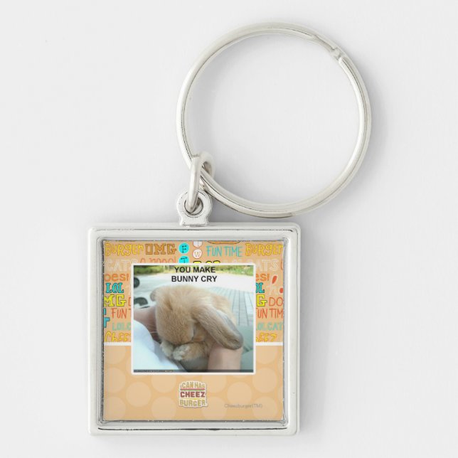 Du gör kaninen att gråta fyrkantig silverfärgad nyckelring (Framsidan)
