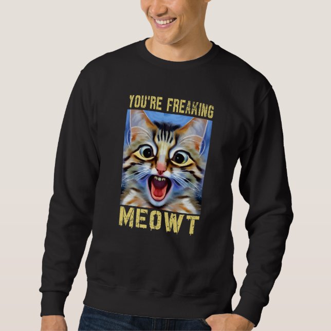 Du Gör Mig Galen Katt Meme Katt  Meow Katt Puns Lång Ärmad Tröja (Framsida)