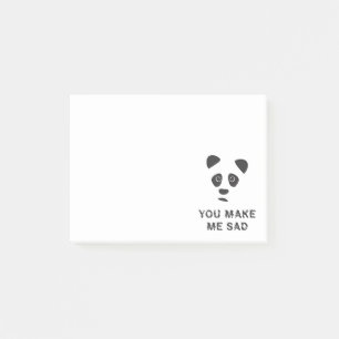 Du gör mig ledsen. Ledsen panda. Post-it Block