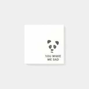 Du gör mig ledsen. Ledsen panda. Post-it Block