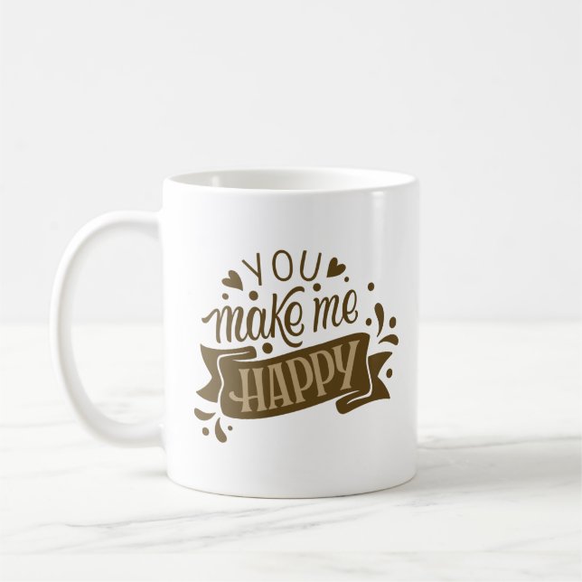 du gör mig lycklig kaffemugg (Vänster)