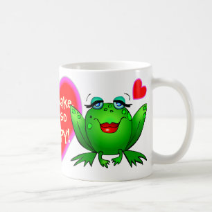 Du gör mig så glad Grönt Lycklig Frogs Red Hearts Kaffemugg