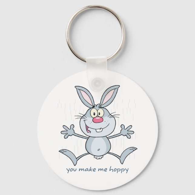 Du gör mig till Hoppy Bunny Rabbit Nyckelring (Framsida)