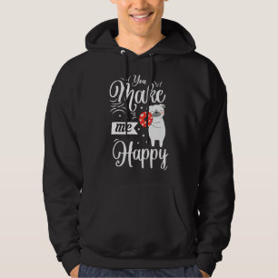 Du gör mig till Lycklig Hund Kärlek Donut Valentin Hoodie