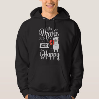 Du gör mig till Lycklig Hund Kärlek Donut Valentin Hoodie