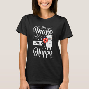 Du gör mig till Lycklig Hund Kärlek Donut Valentin T Shirt