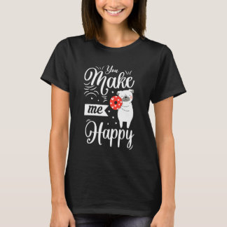 Du gör mig till Lycklig Hund Kärlek Donut Valentin T Shirt