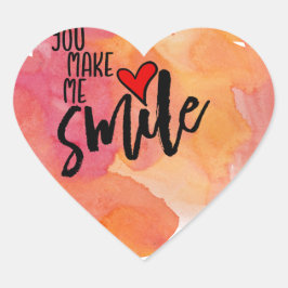 Du gör mig till Smile Hjärtformat Klistermärke