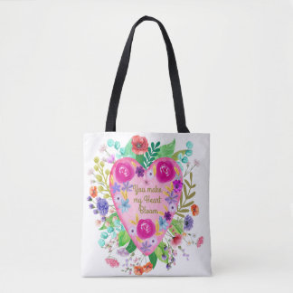 Du gör min hjärtblomma botanisk Tote bags Tygkasse
