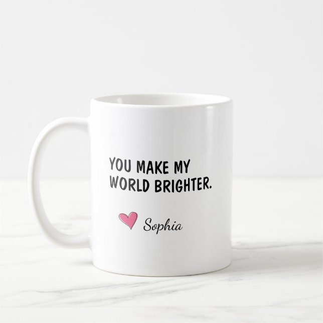 Du gör min värld ljusare dotterpresent kaffemugg (Vänster)