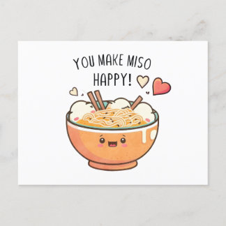 "Du gör Miso Lycklig" Kawaii Soppa Bowl Vykort