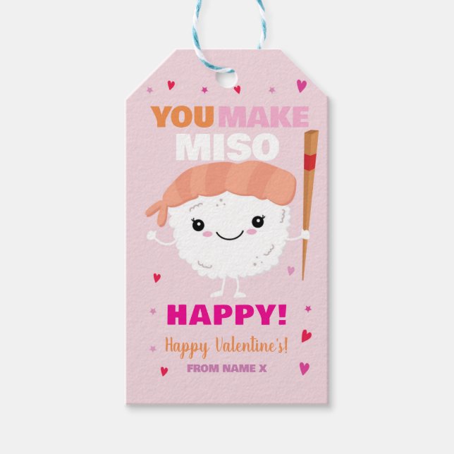 Du gör Miso Lycklig Sushi Valentines day Märkre Presentetikett (Framsidan)