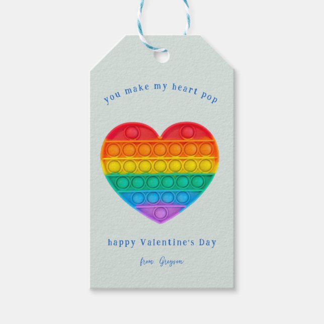 Du gör mitt hjärt-kärl | Pop Fidget Valentine Presentetikett (Framsidan)