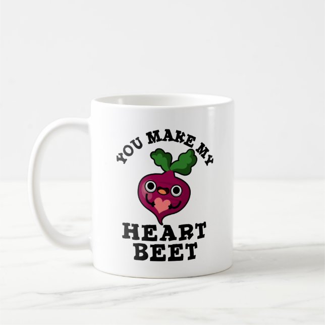 Du gör mitt hjärta Beet Funny Veggie Pun Kaffemugg (Vänster)