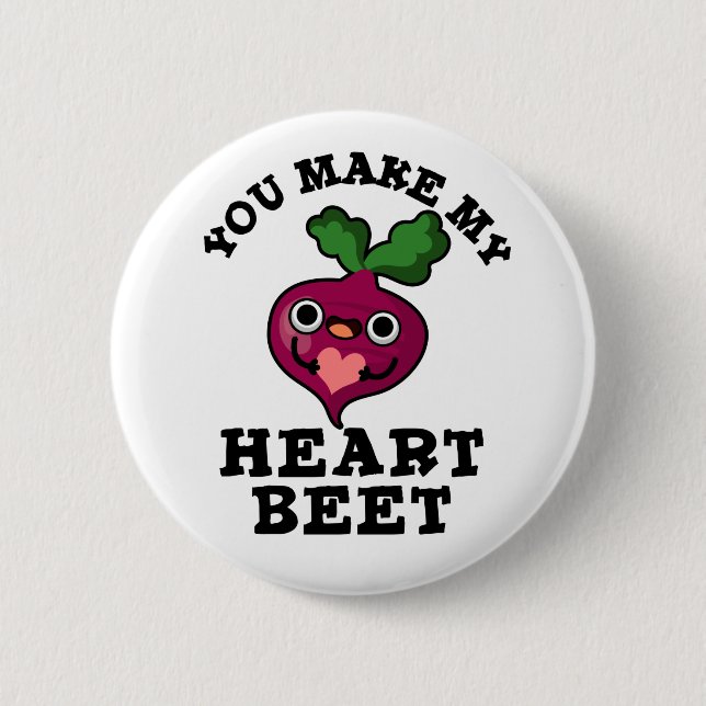 Du gör mitt hjärta Beet Funny Veggie Pun Knapp (Framsida)