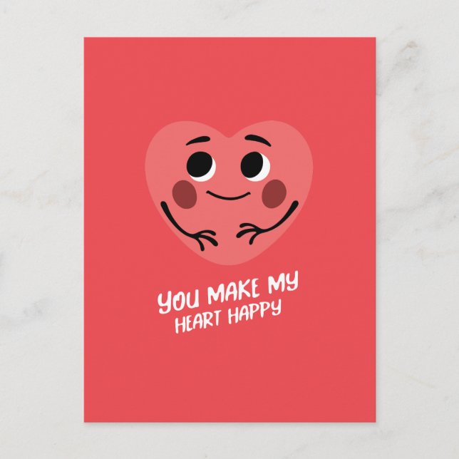 du gör mitt hjärta lycklig valentine vykort (Framsida)