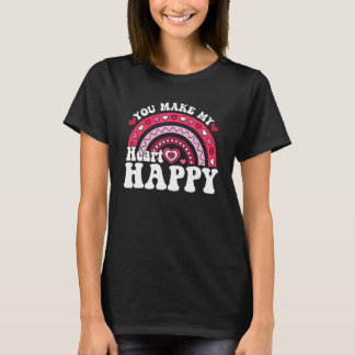 Du gör mitt hjärta lyckligt regnbågshjärta Alla hj T Shirt