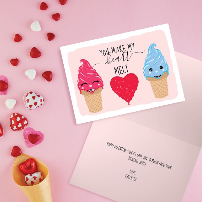 Du gör mitt hjärta Melt Ice Cream Valentine Day Helgkort (Skapare uppladdad)