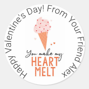 Du gör mitt hjärta Melt Ice Cream Valentine Day Runt Klistermärke