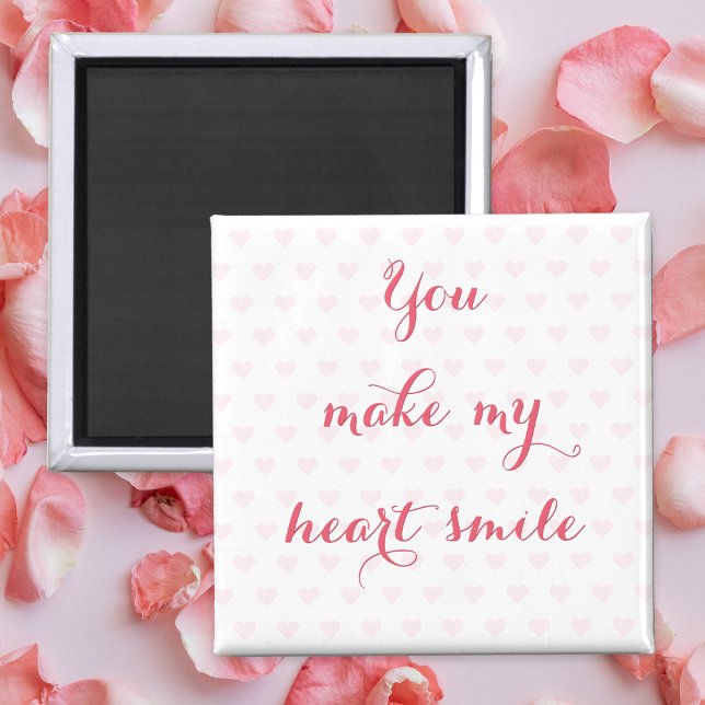Du gör mitt hjärta så vackert Kärlek citat Rosa Magnet (You Make My Heart Smile Beautiful Love Quote Pink Magnet)