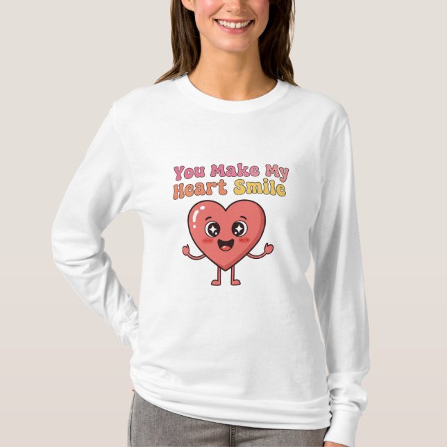 Du gör mitt hjärta sjukt - Cute Tecknad Heart Illu T Shirt (Framsida)