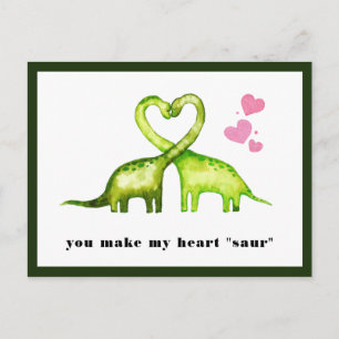 Du gör mitt hjärta till sås. Cute Dinosaur Vykort