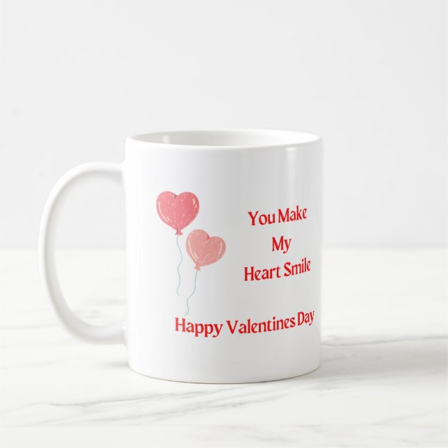 Du gör mitt hjärta till sjö med ballonghjärtan kaffemugg (Vänster)