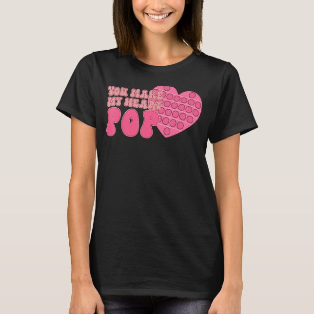 Du gör mitt hjärtepup Groovy Valentines day-pop. T Shirt (Framsida)
