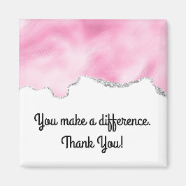 Du gör skillnad Rosa & Silver Falsk Glitter Magnet