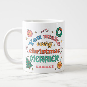 Du gör varje jul-merrier   Cute Retro Jumbo Mugg