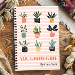 Du Grow Girl - Feminine Cute Plant Motivational Anteckningsbok
