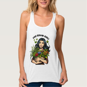 Du Grow Girl Funny Retro Plant-Älskare Linne Med Racerback