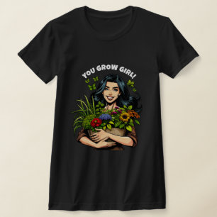 Du Grow Girl Funny Retro Plant-Älskare T Shirt