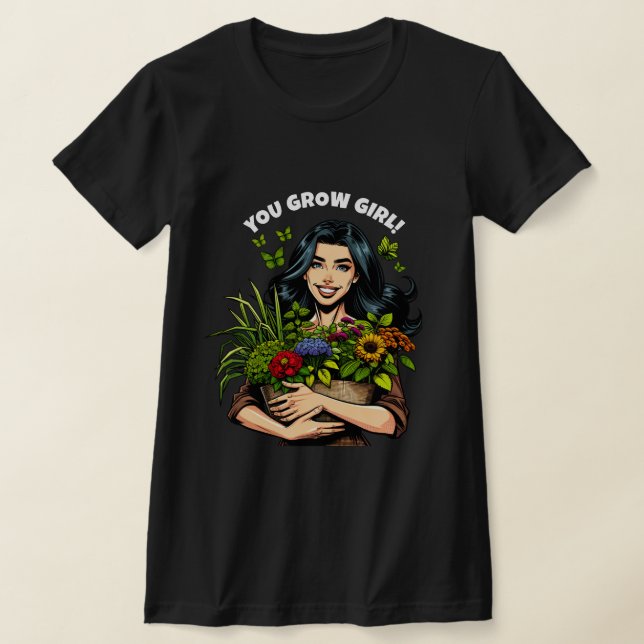 Du Grow Girl | Funny Retro Plant-Älskare T Shirt (Laydown)