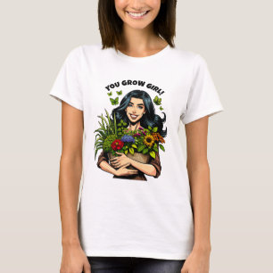 Du Grow Girl Funny Retro Plant-Älskare T Shirt