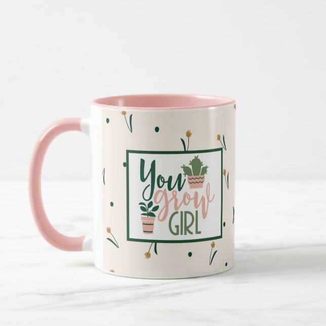Du Grow Girl Plant Älskare Coffee Mugg (Vänster)
