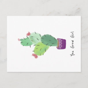 Du Grow Girl Watercolor Cactus Vykort