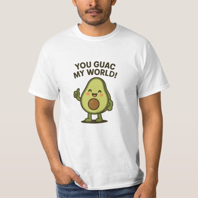 Du Guac My World. Cute Funny Kawaii Avocado Pun T Shirt (Framsida)