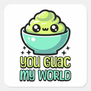 Du Guac My World! Cute Guacamole Pun Fyrkantigt Klistermärke