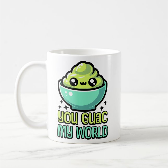 Du Guac My World! Cute Guacamole Pun Kaffemugg (Vänster)