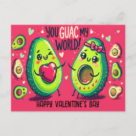 Du Guac My World Funny Avocado Alla hjärtans dag Vykort