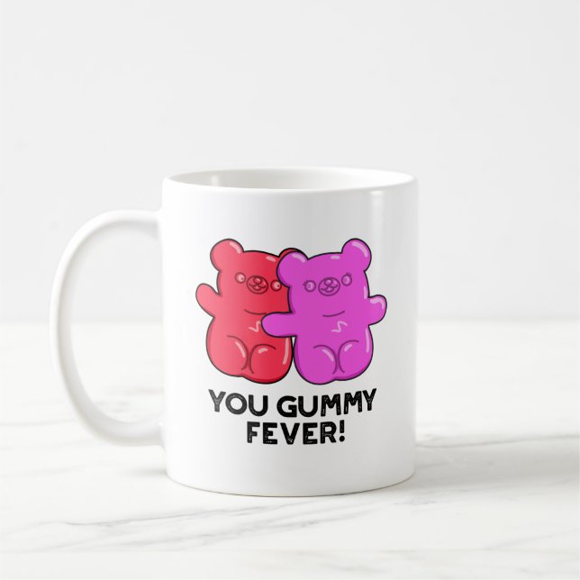Du Gummy Fever Funny Candy Pun Kaffemugg (Vänster)