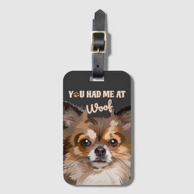 Du hade mig i Woof | Pommern-Hundälskarna Bagagebricka (Framsida vertikal)